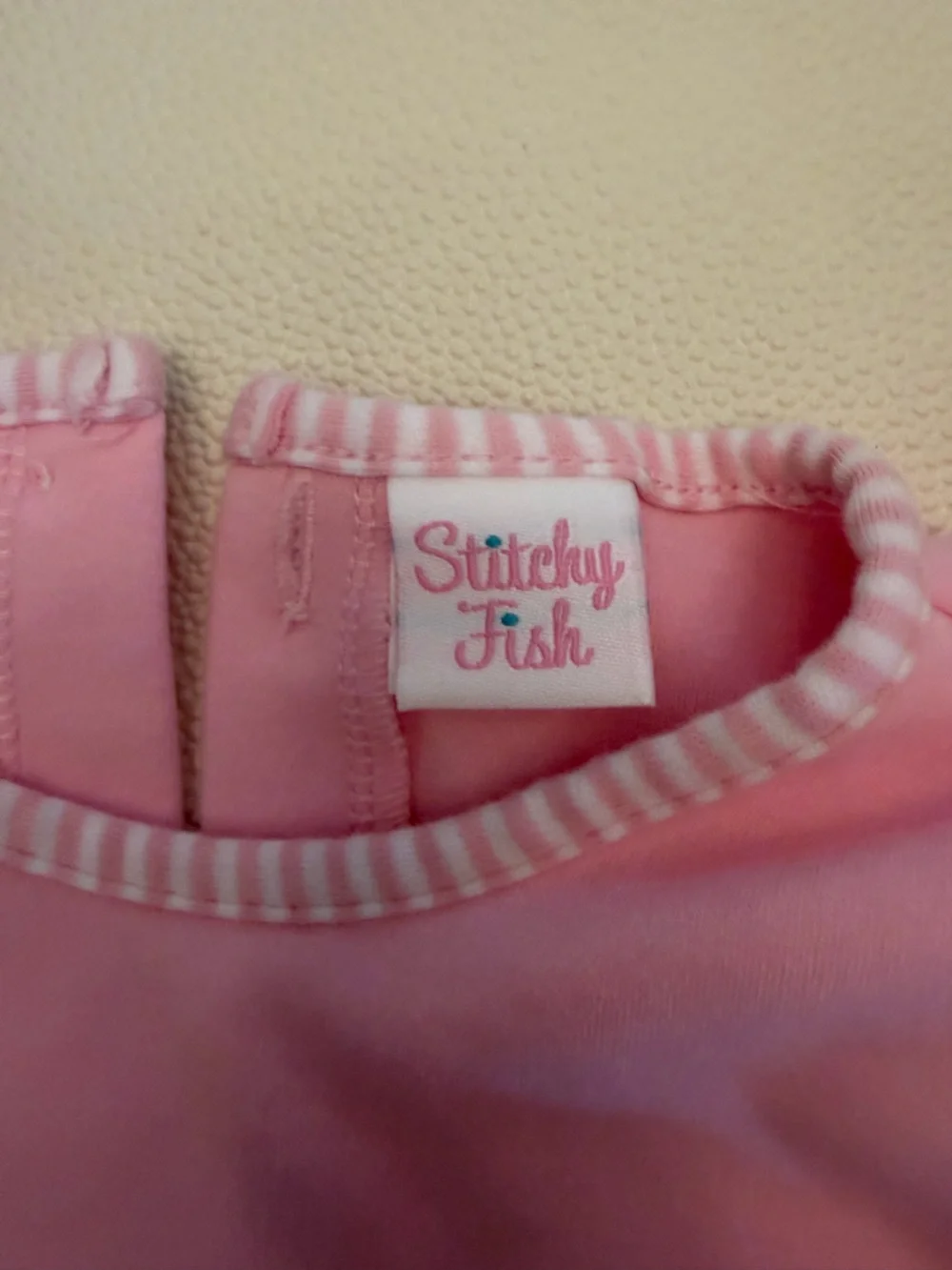 Stitchy Fish Girls Pink Ruffle Baby One-Piece Romper, like new, 12mo